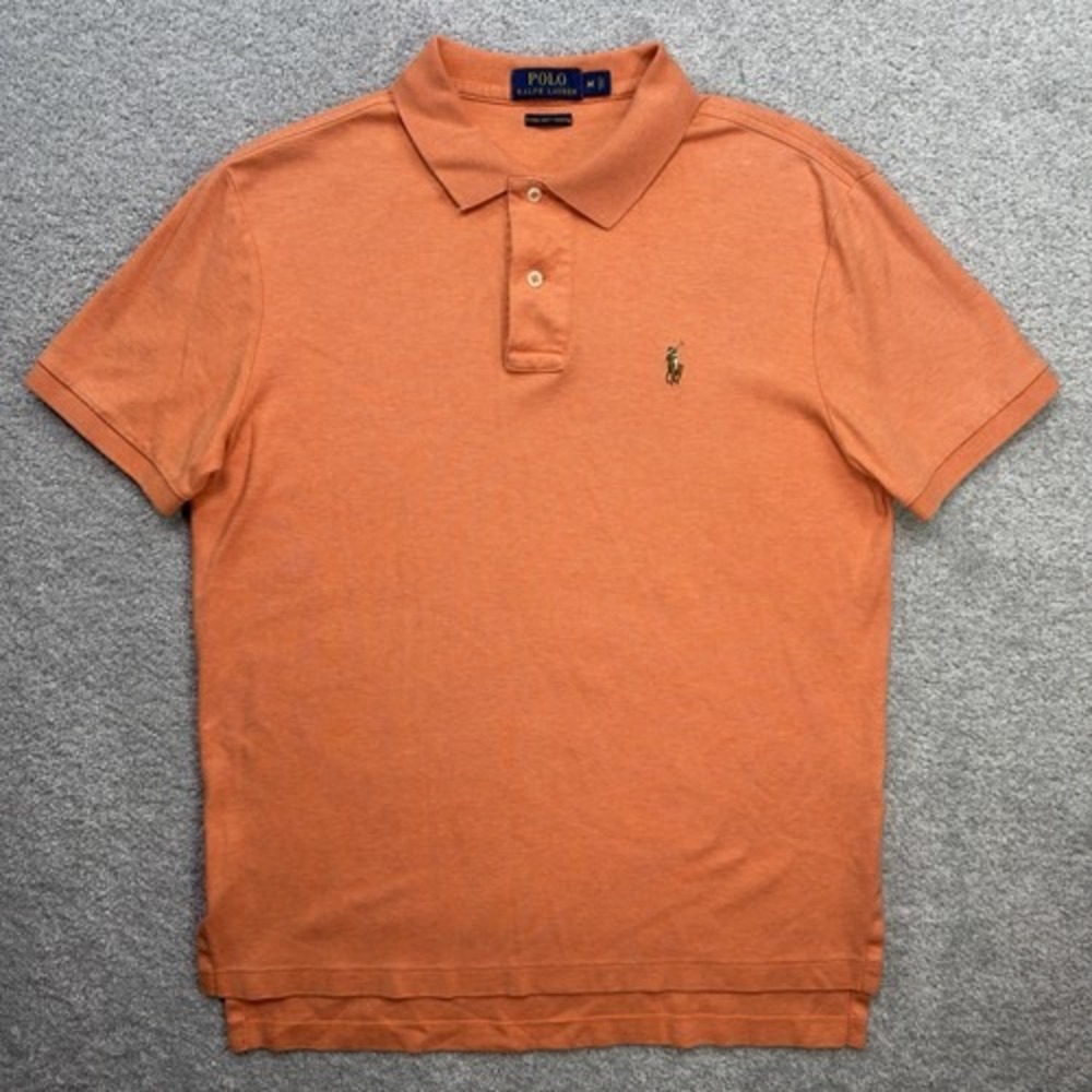 Polo Ralph Lauren Polo Shirt Mens M Orange Pima Soft Touch Cotton Pony Logo